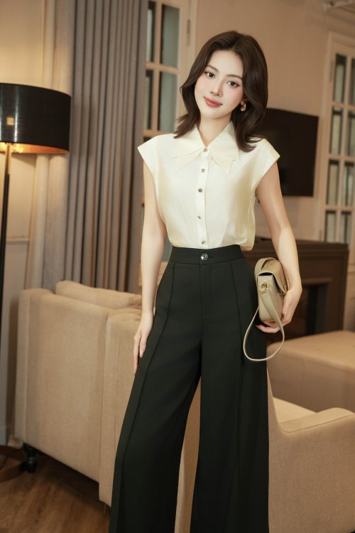 Sixdo Black Woven Loose Pants